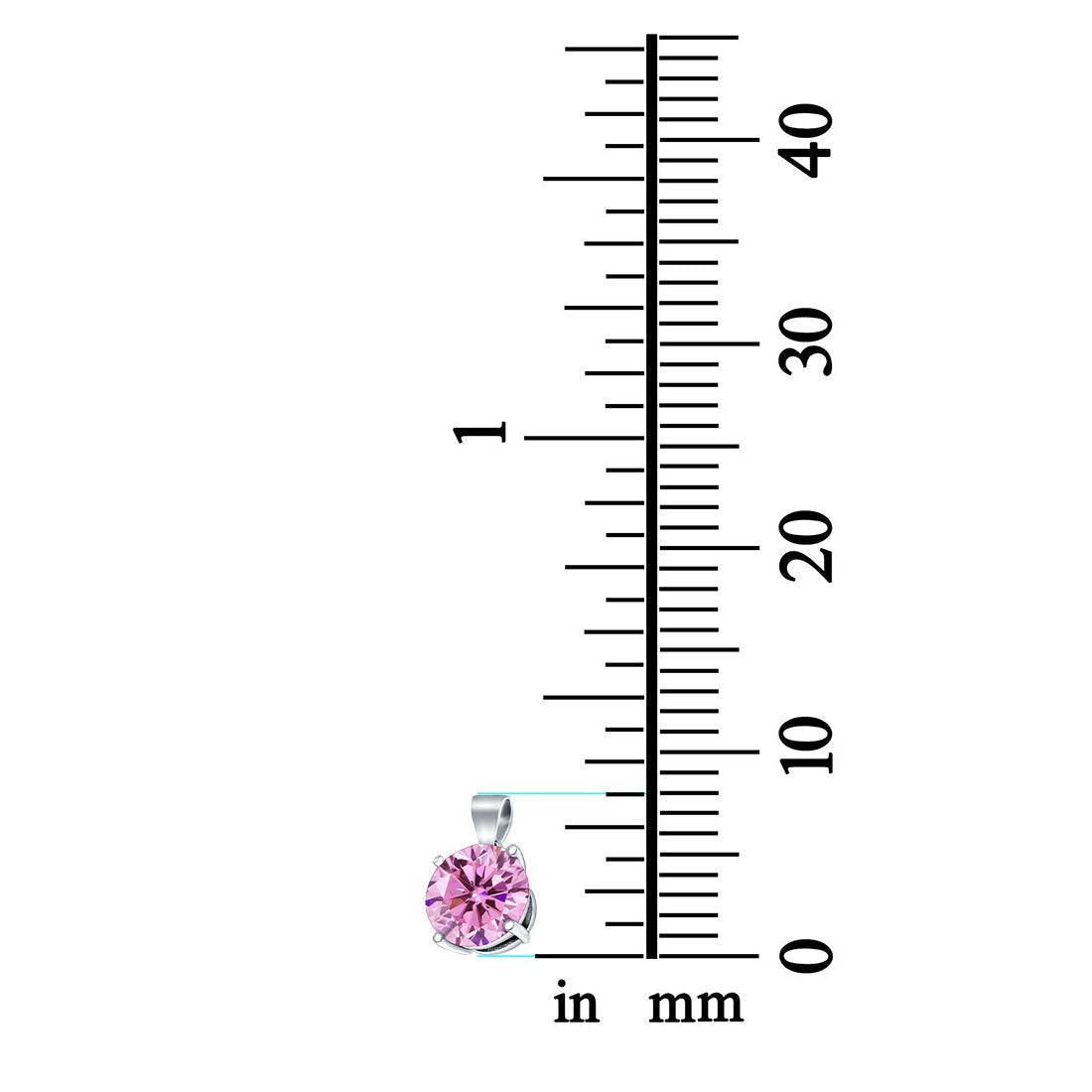 Round Simulated Cubic Zirconia Charm Pendant 925 Sterling Silver (8mm)