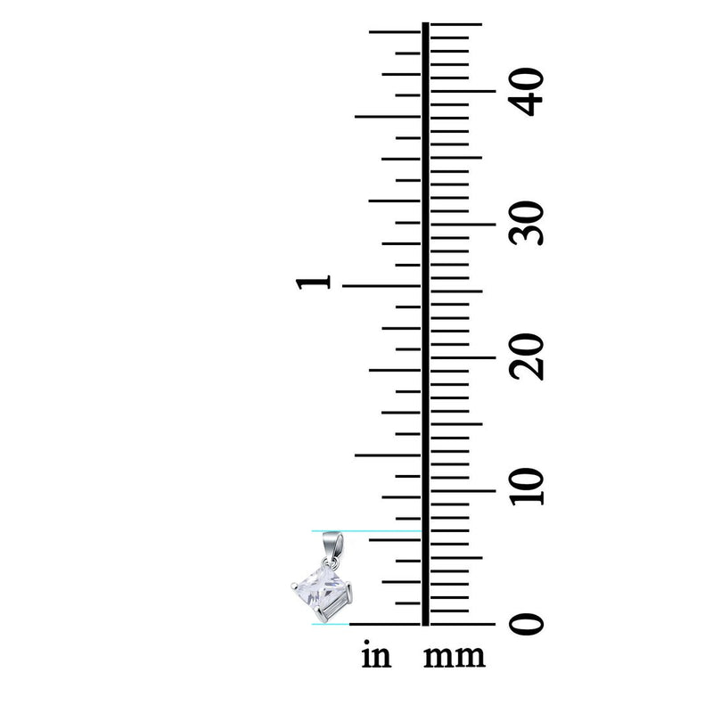 Solitaire Pendant for Necklace Simulated Cubic Zirconia 925 Sterling Silver