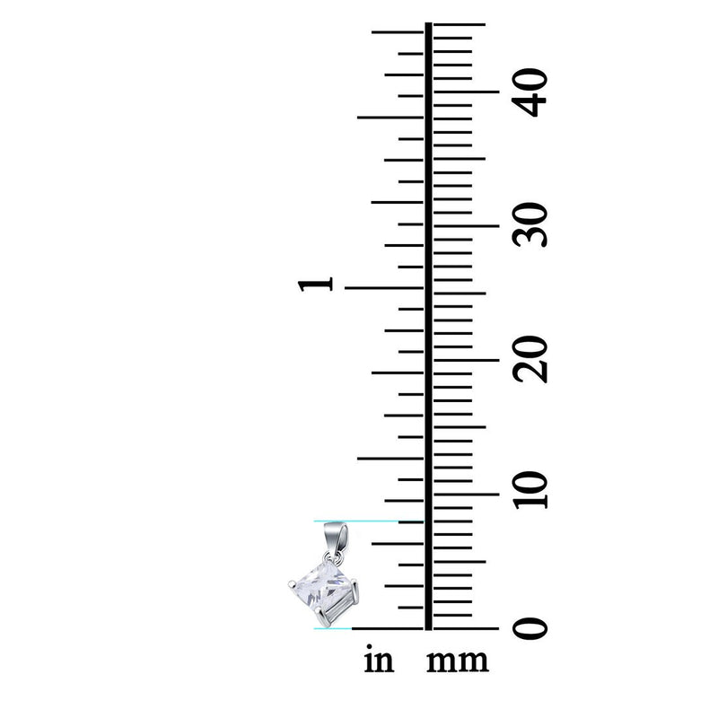 Solitaire Simulated Cubic Zirconia Pendant for Necklace 925 Sterling Silver