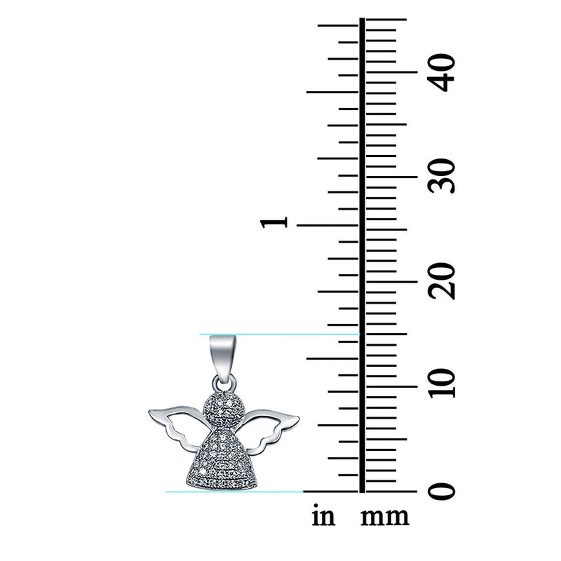 Angel Pendant Charm Simulated Cubic Zirconia 925 Sterling Silver (15mm)