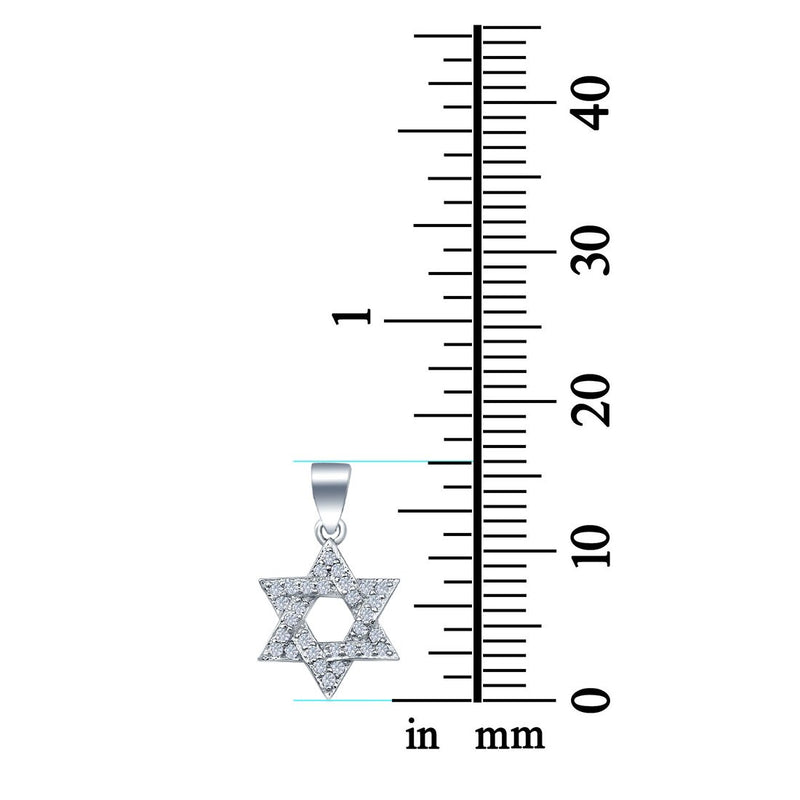 Star of David Charm Pendant Simulated Cubic Zirconia 925 Sterling Silver(16mm)
