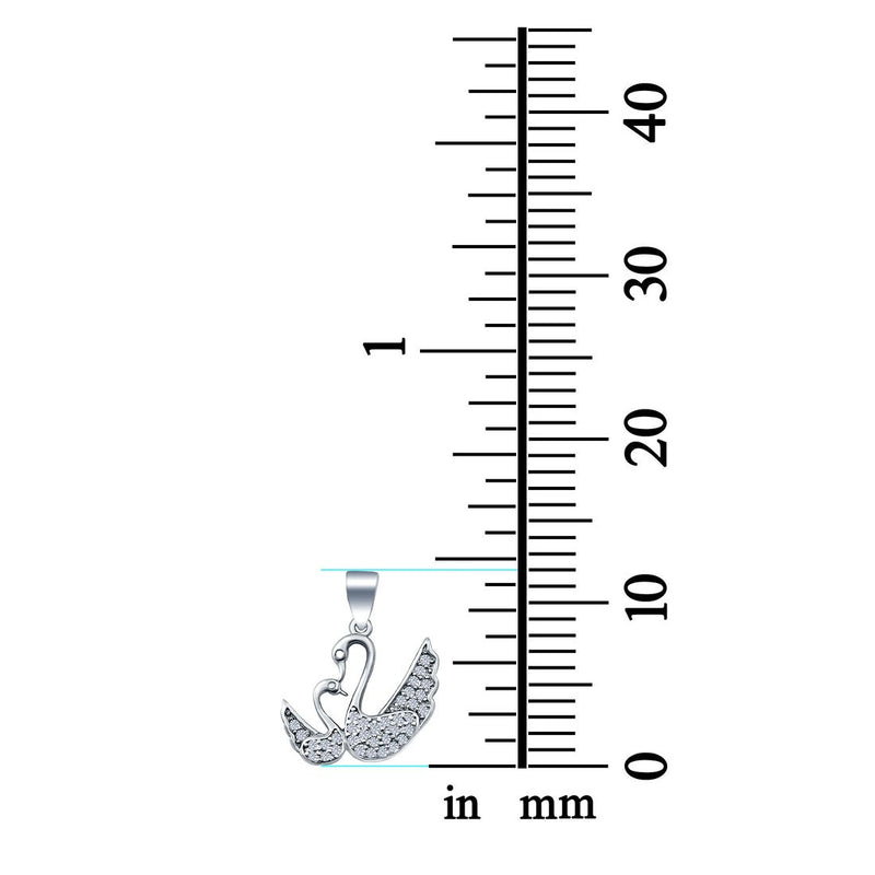 Swans Charm Pendant Simulated Cubic Zirconia 925 Sterling Silver