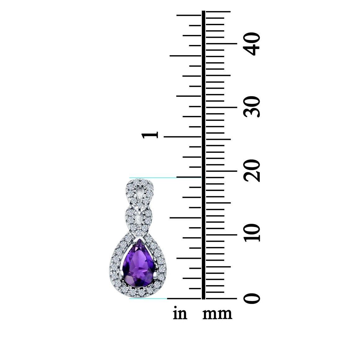 Fashion Jewelry Charm Pendant Pear Simulated Cubic Zirconia 925 Sterling Silver