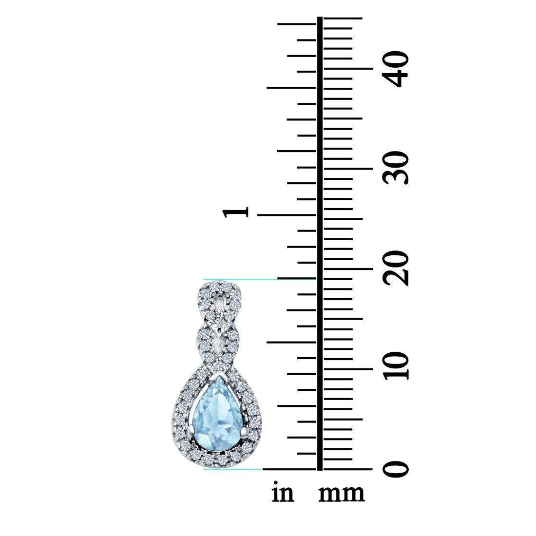 Fashion Jewelry Charm Pendant Pear Simulated Cubic Zirconia 925 Sterling Silver