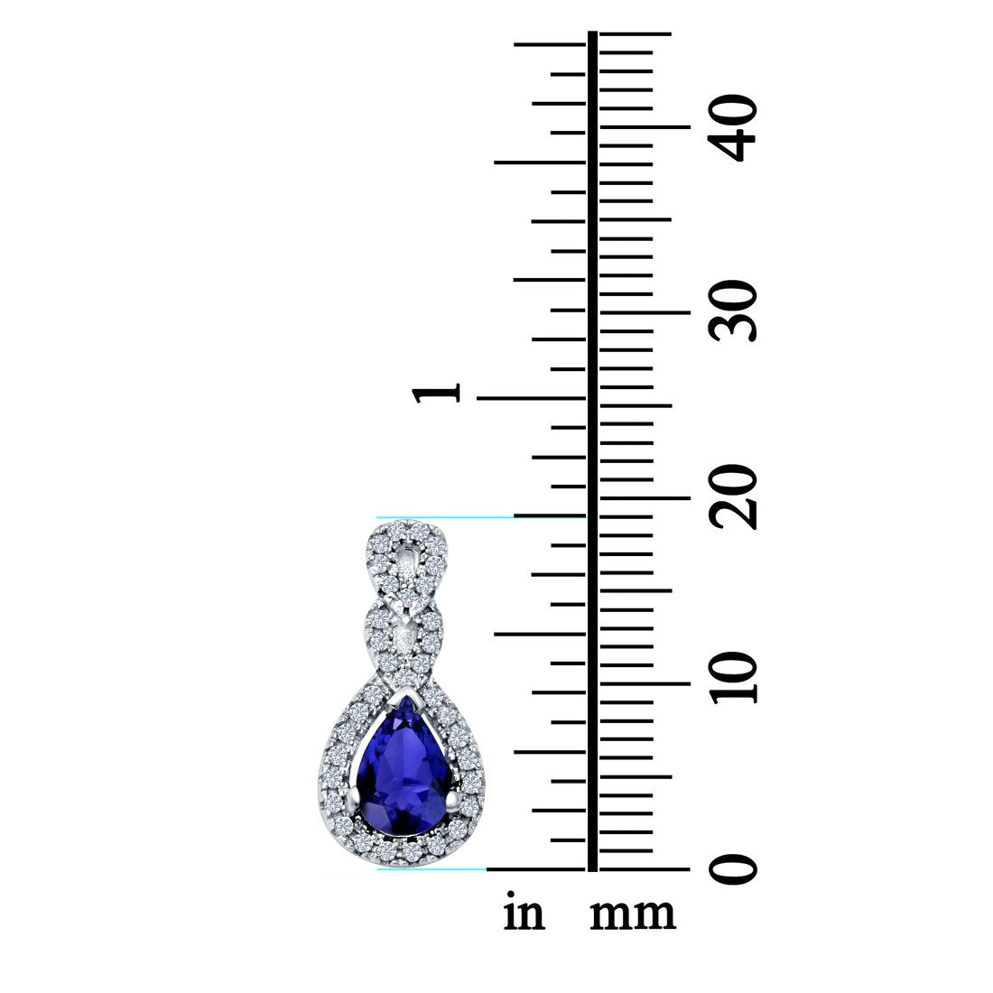 Fashion Jewelry Charm Pendant Pear Simulated Cubic Zirconia 925 Sterling Silver