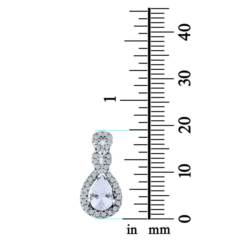 Fashion Jewelry Charm Pendant Pear Simulated Cubic Zirconia 925 Sterling Silver