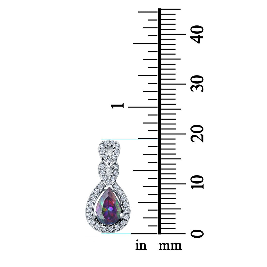 Fashion Jewelry Charm Pendant Pear Simulated Cubic Zirconia 925 Sterling Silver
