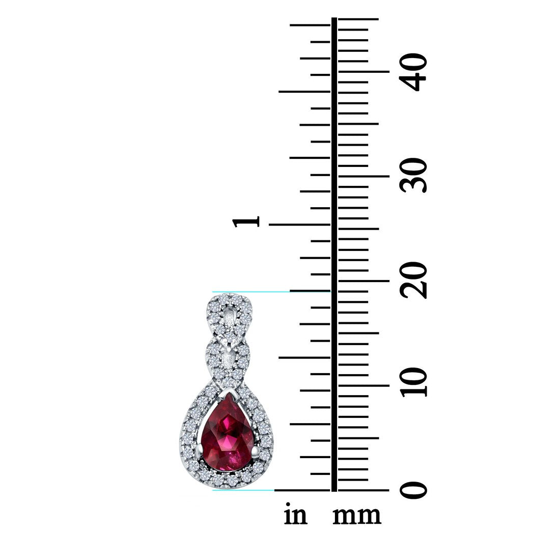 Fashion Jewelry Charm Pendant Pear Simulated Cubic Zirconia 925 Sterling Silver