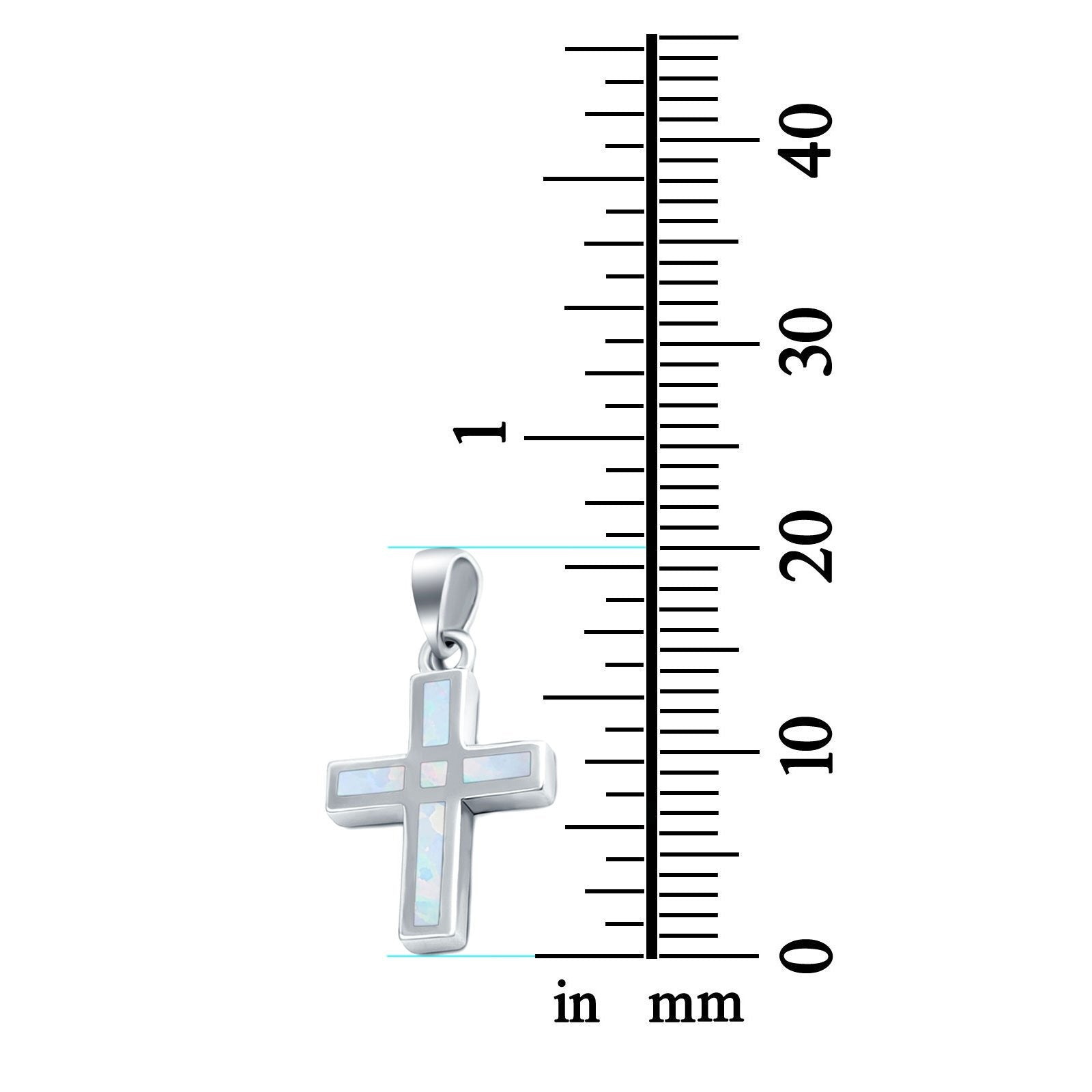 Simple Cross Lab Created Opal Charm Pendant 925 Sterling Silver