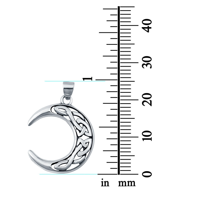 Celtic Crescent Moon Pendant Round 925 Sterling Silver