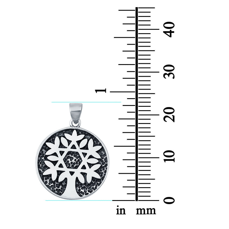 Jewish Star Tree Pendant Round 925 Sterling Silver
