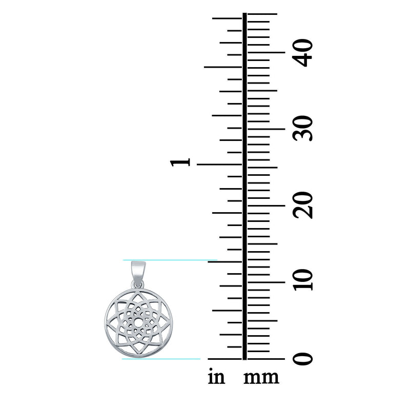 925 Sterling Silver Mandala Pendant Charm Fashion Jewelry