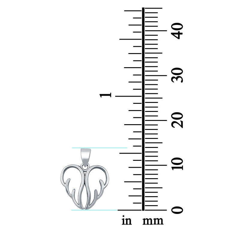 Heart Wings Pendant Heart Love Charm Pendant 925 Sterling Silver
