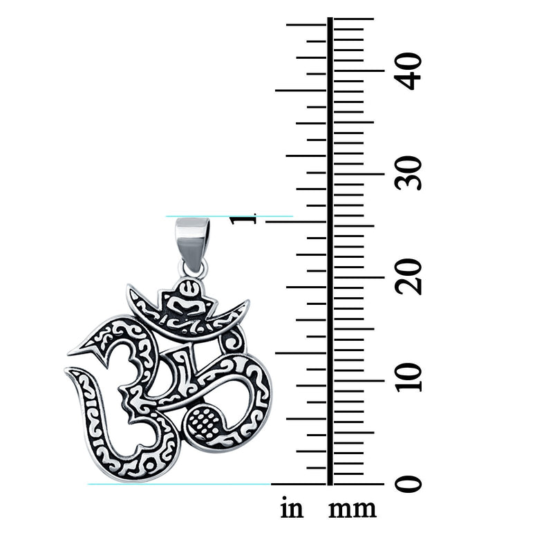 Om Pendant Charm Round 925 Sterling Silver