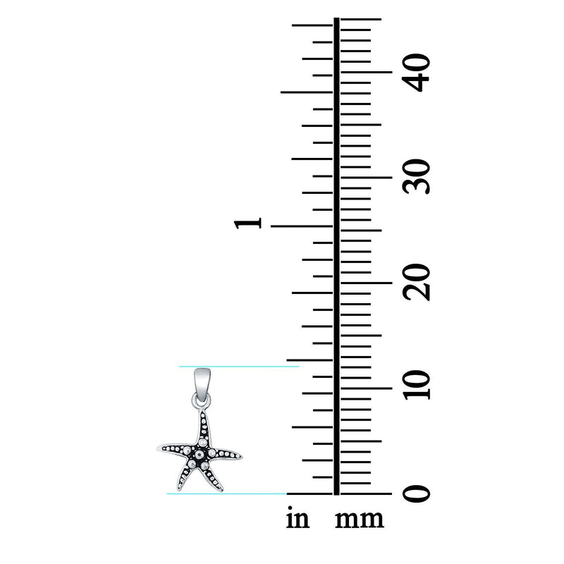 Starfish Charm Pendant Star Round 925 Sterling Silver