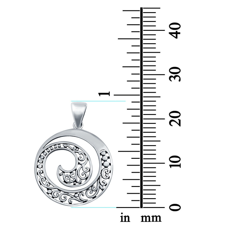 Filigree Spiral Charm Pendant Round 925 Sterling Silver