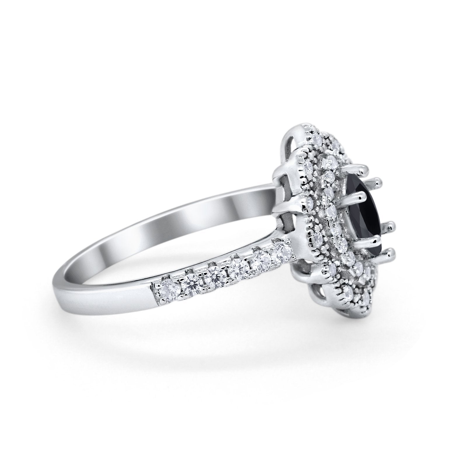 Art Deco Marquise Wedding Ring Simulated Cubic Zirconia 925 Sterling Silver