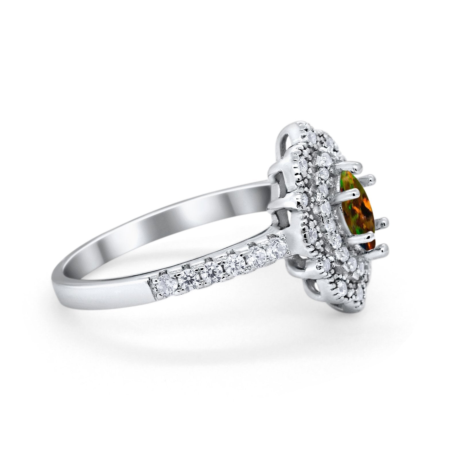 Art Deco Marquise Wedding Ring Simulated Cubic Zirconia 925 Sterling Silver