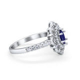 Art Deco Marquise Wedding Ring Simulated Cubic Zirconia 925 Sterling Silver