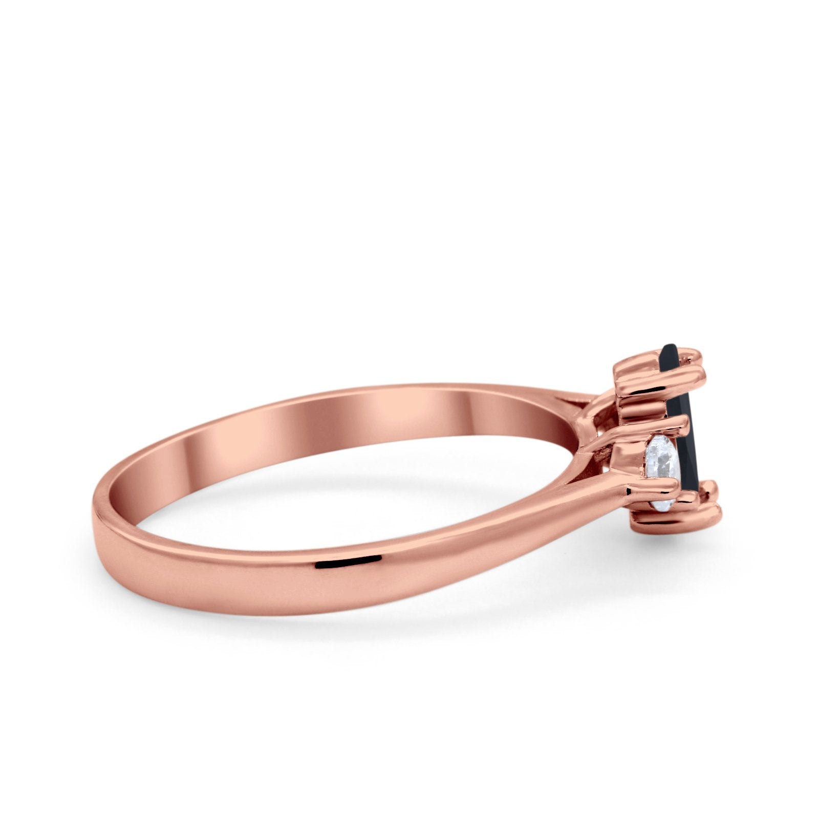 Three Stone Wedding Ring Simulated Cubic Zirconia 925 Sterling Silver