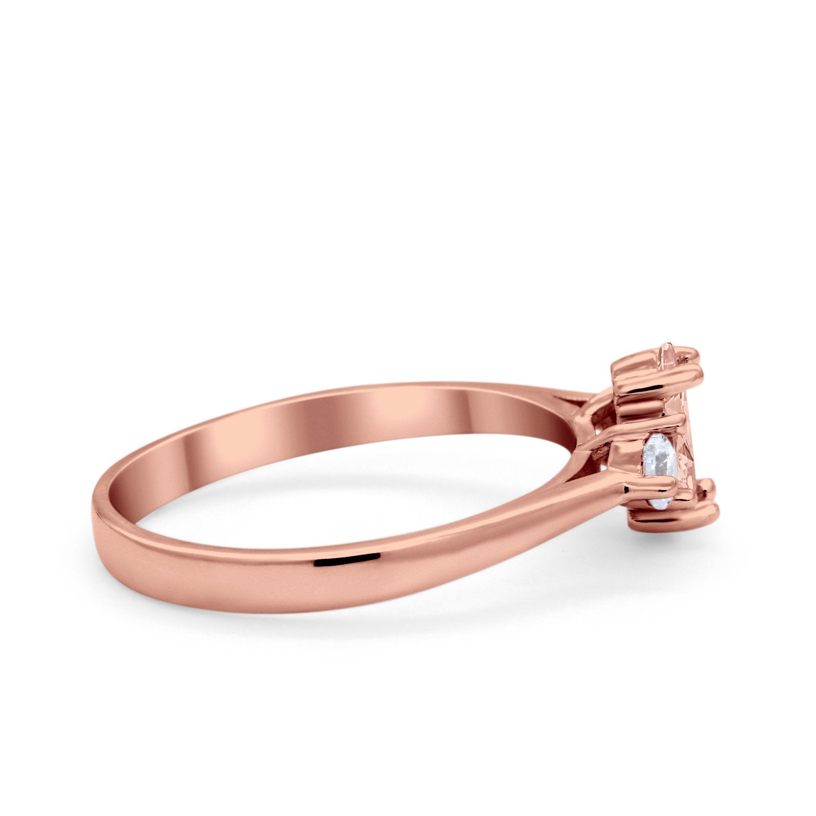 Three Stone Wedding Ring Simulated Cubic Zirconia 925 Sterling Silver