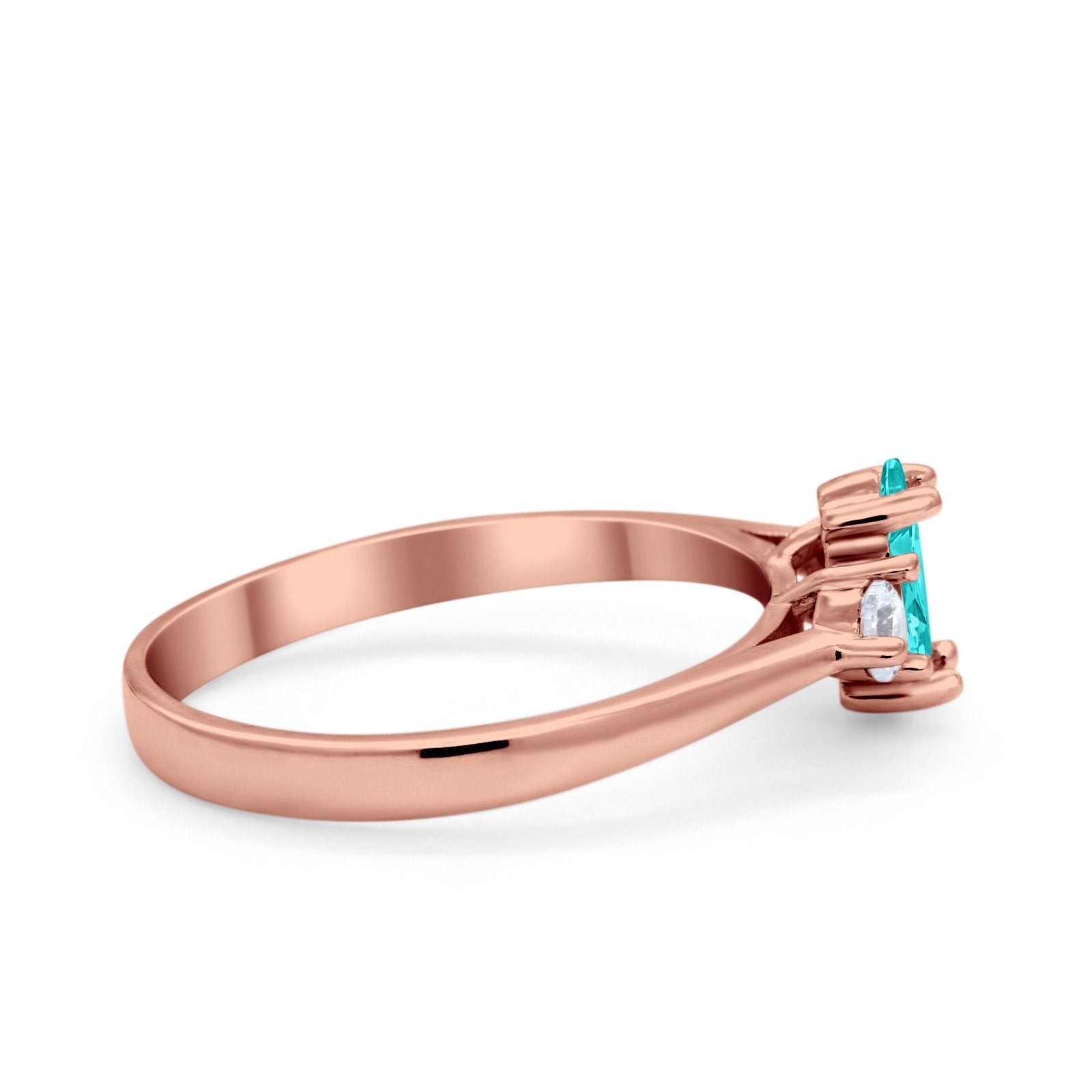 Three Stone Wedding Ring Simulated Cubic Zirconia 925 Sterling Silver