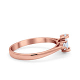 Three Stone Wedding Ring Simulated Cubic Zirconia 925 Sterling Silver