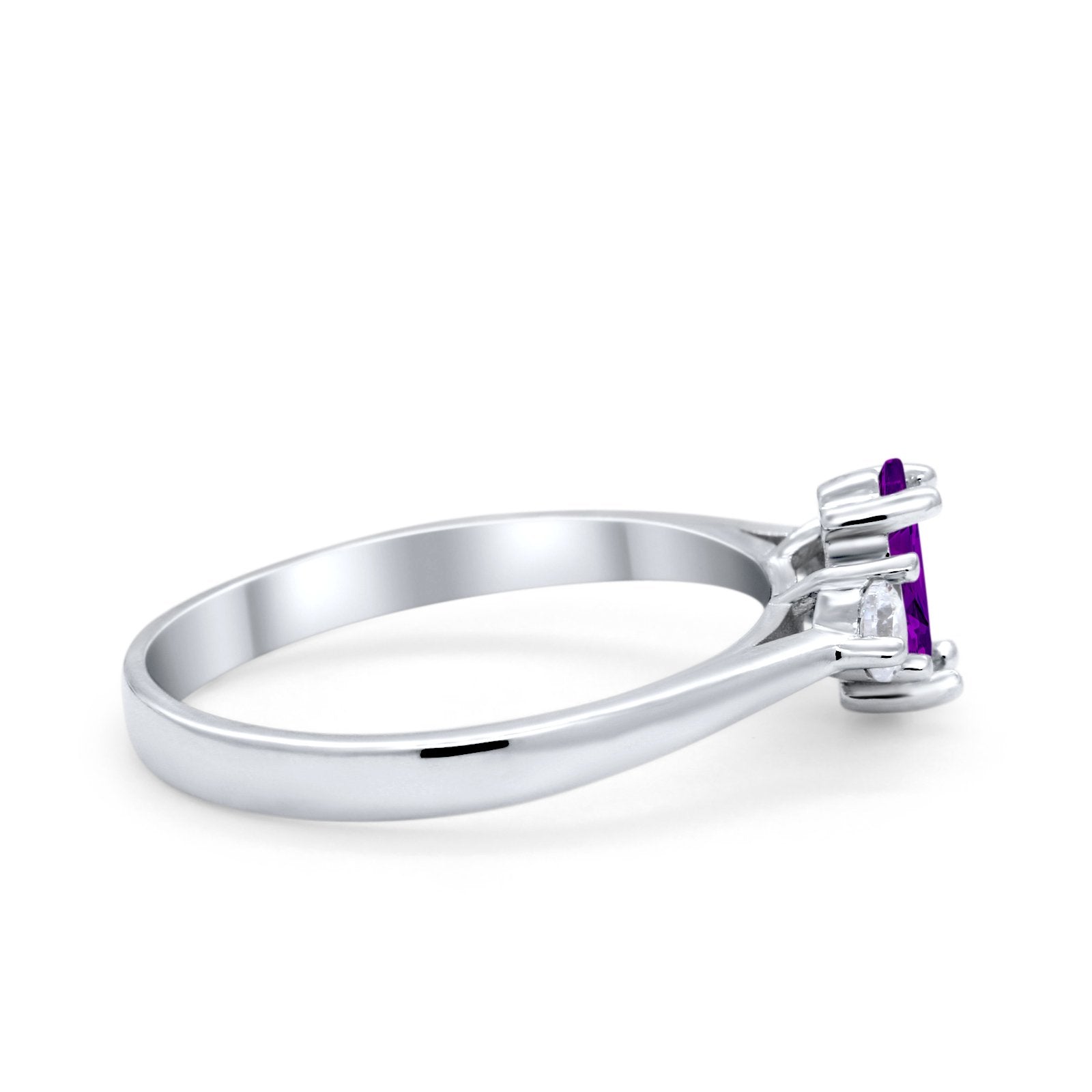 Three Stone Wedding Ring Simulated Cubic Zirconia 925 Sterling Silver