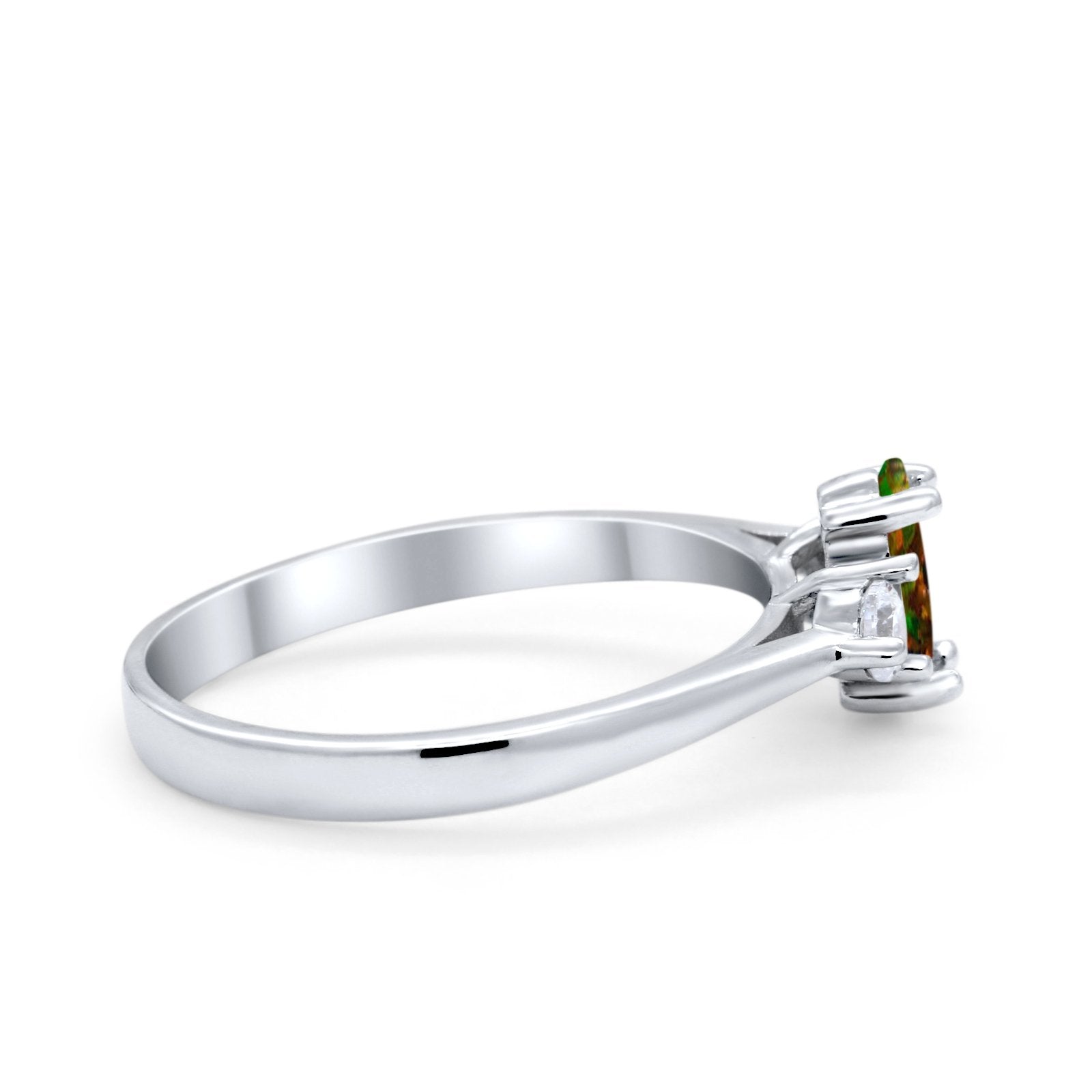 Three Stone Wedding Ring Simulated Cubic Zirconia 925 Sterling Silver