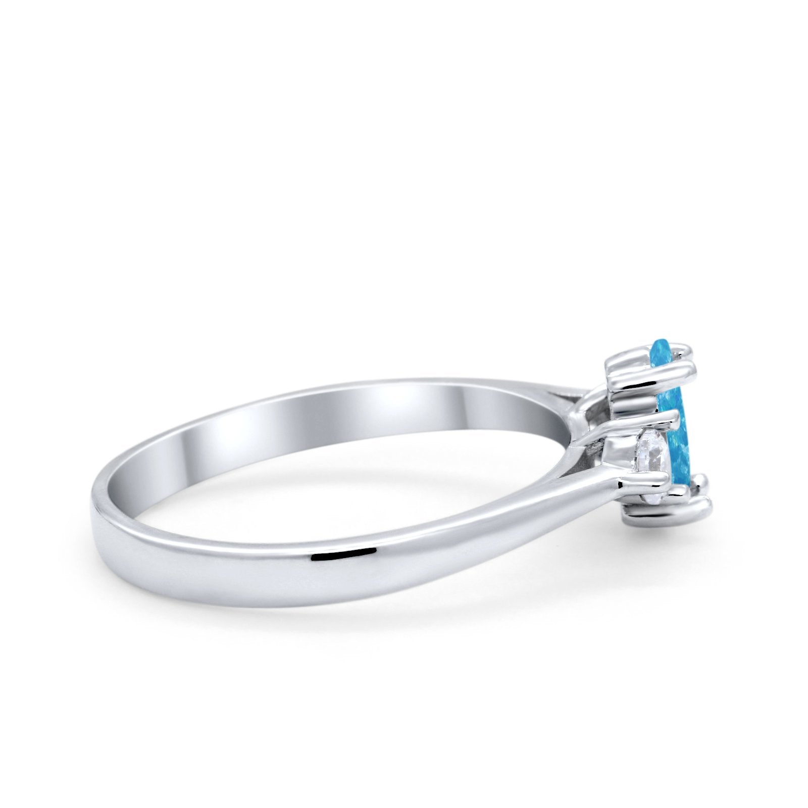 Three Stone Wedding Ring Simulated Cubic Zirconia 925 Sterling Silver