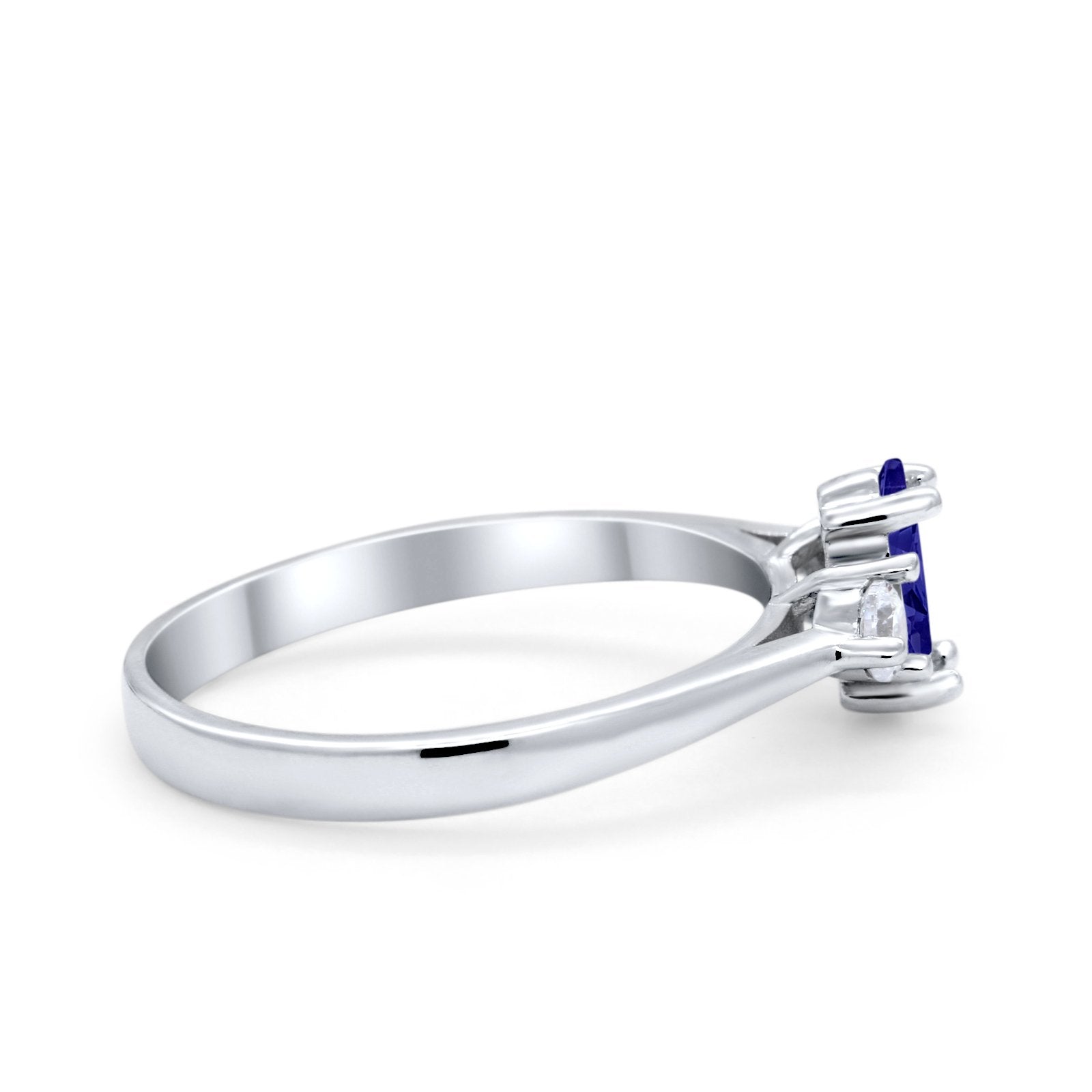 Three Stone Wedding Ring Simulated Cubic Zirconia 925 Sterling Silver