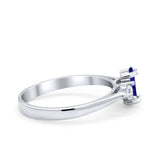 Three Stone Wedding Ring Simulated Cubic Zirconia 925 Sterling Silver