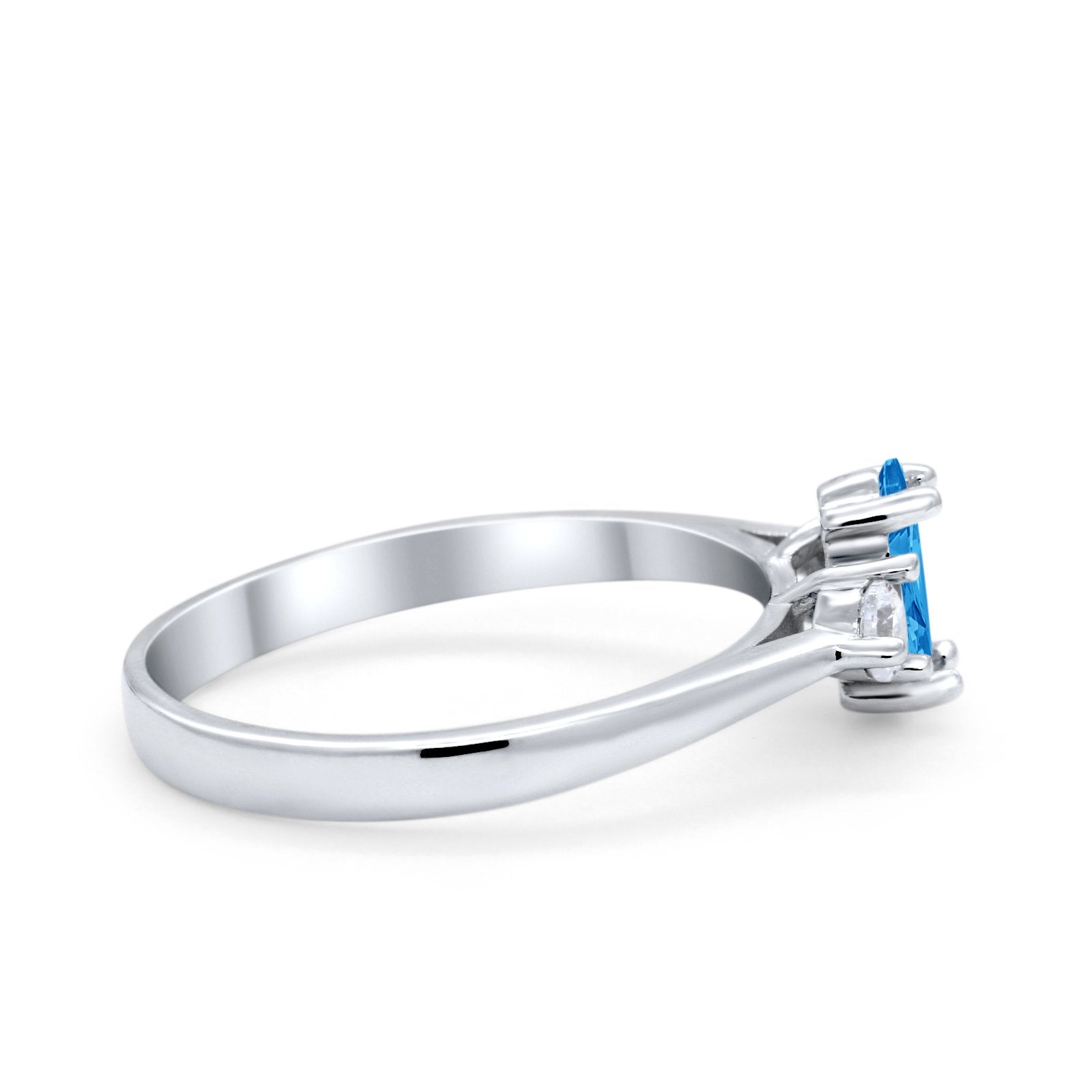 Three Stone Wedding Ring Simulated Cubic Zirconia 925 Sterling Silver