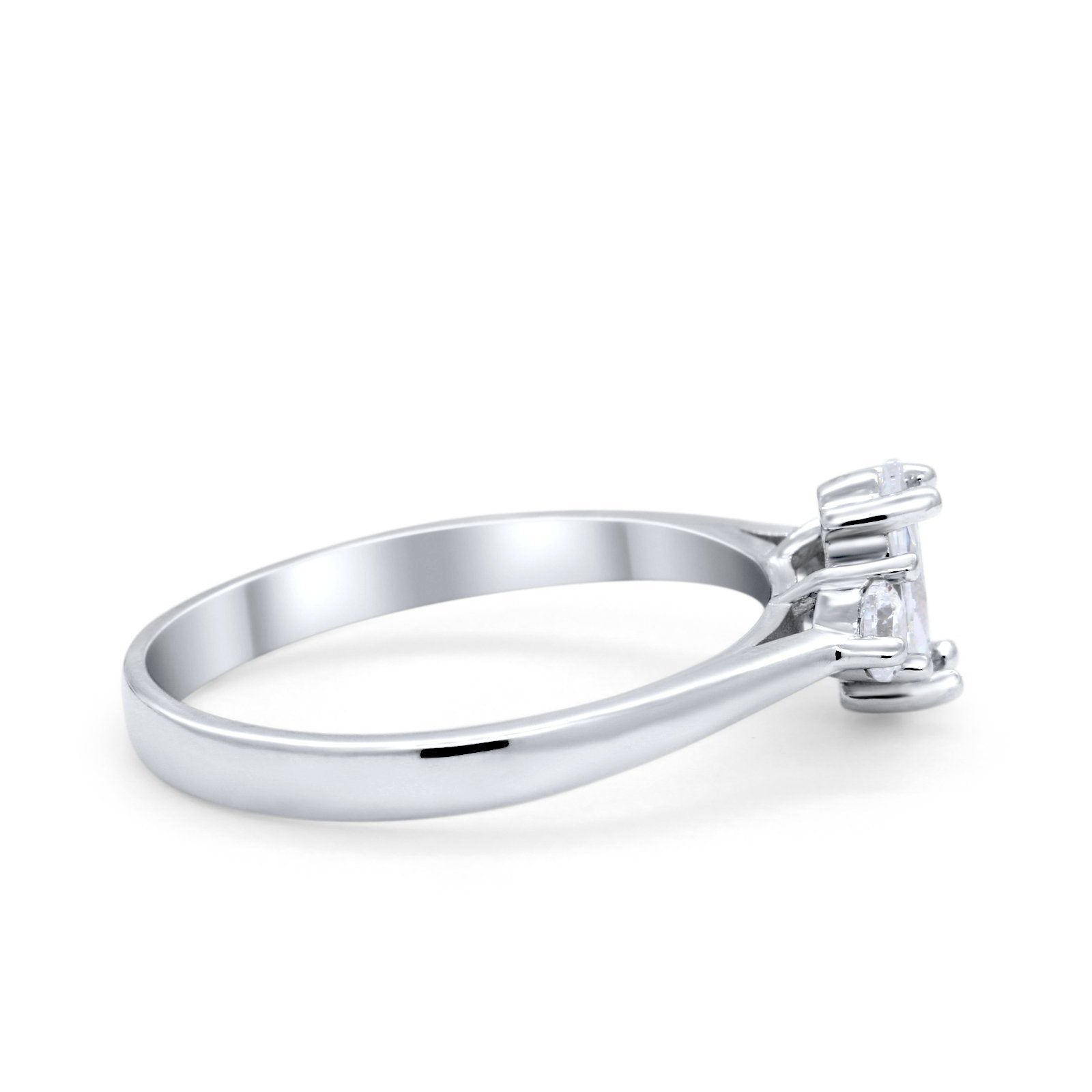 Three Stone Wedding Ring Simulated Cubic Zirconia 925 Sterling Silver