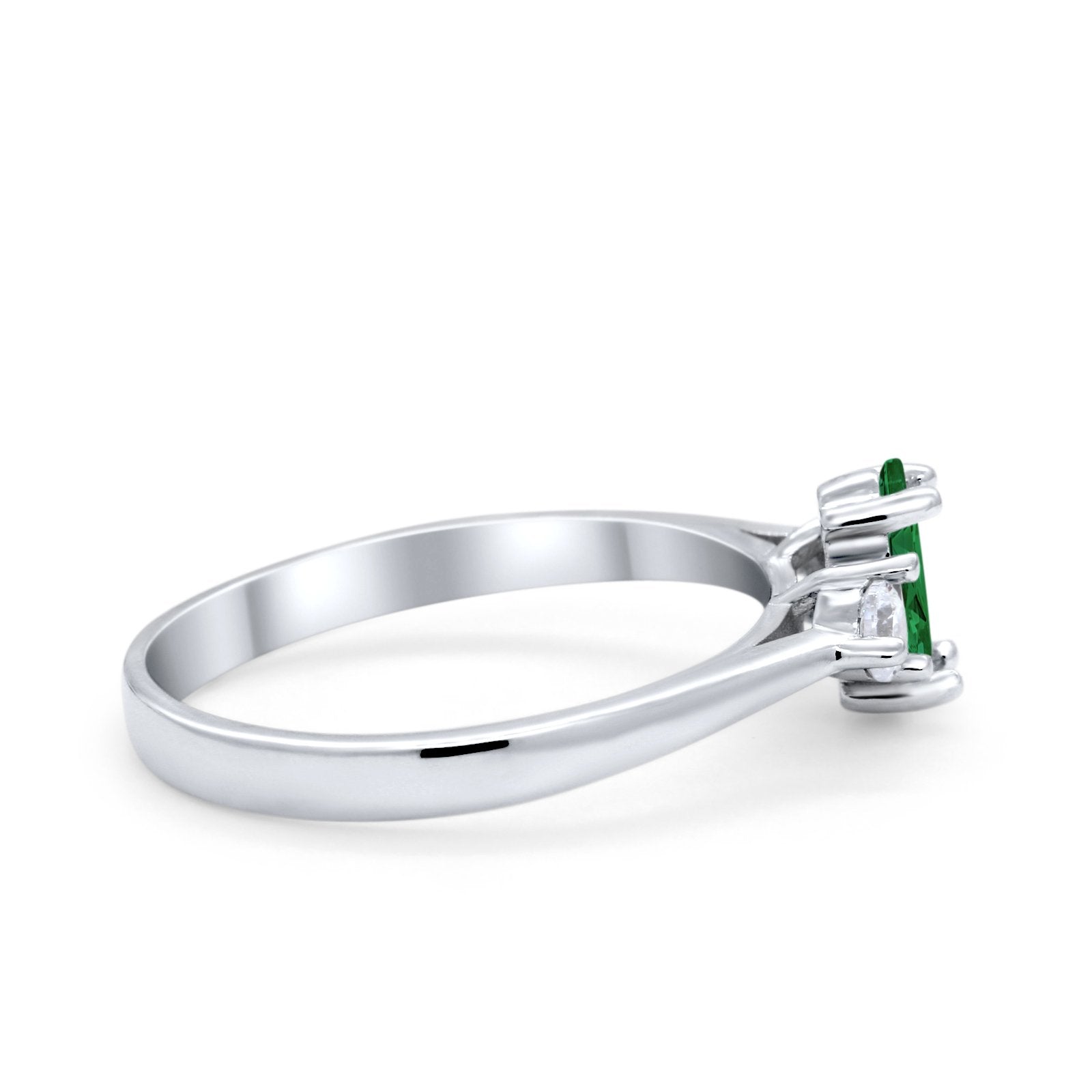 Three Stone Wedding Ring Simulated Cubic Zirconia 925 Sterling Silver