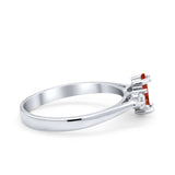 Three Stone Wedding Ring Simulated Cubic Zirconia 925 Sterling Silver