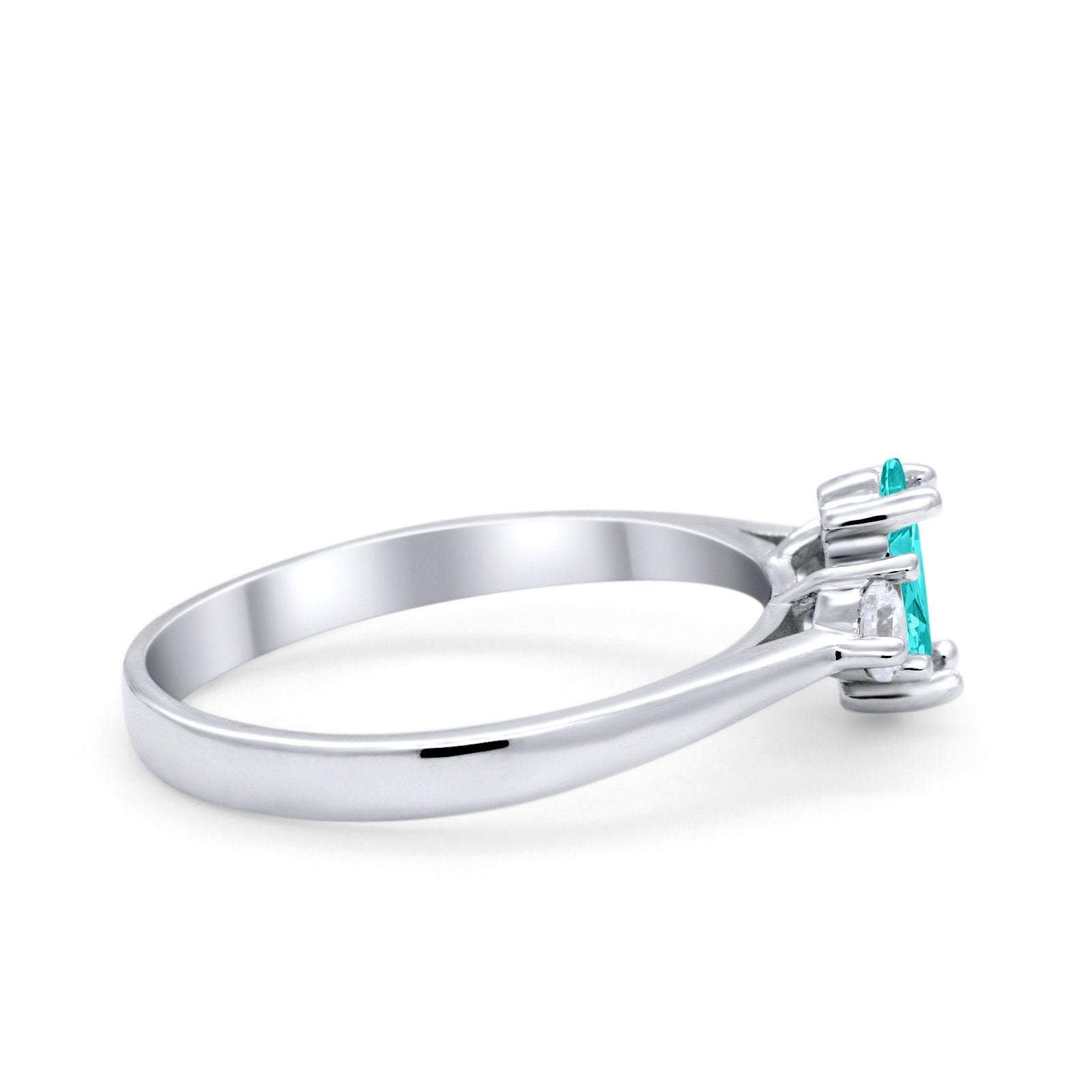 Three Stone Wedding Ring Simulated Cubic Zirconia 925 Sterling Silver