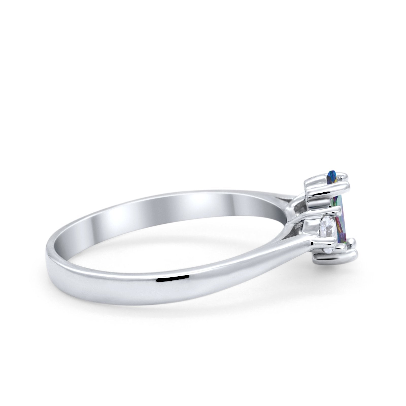 Three Stone Wedding Ring Simulated Cubic Zirconia 925 Sterling Silver