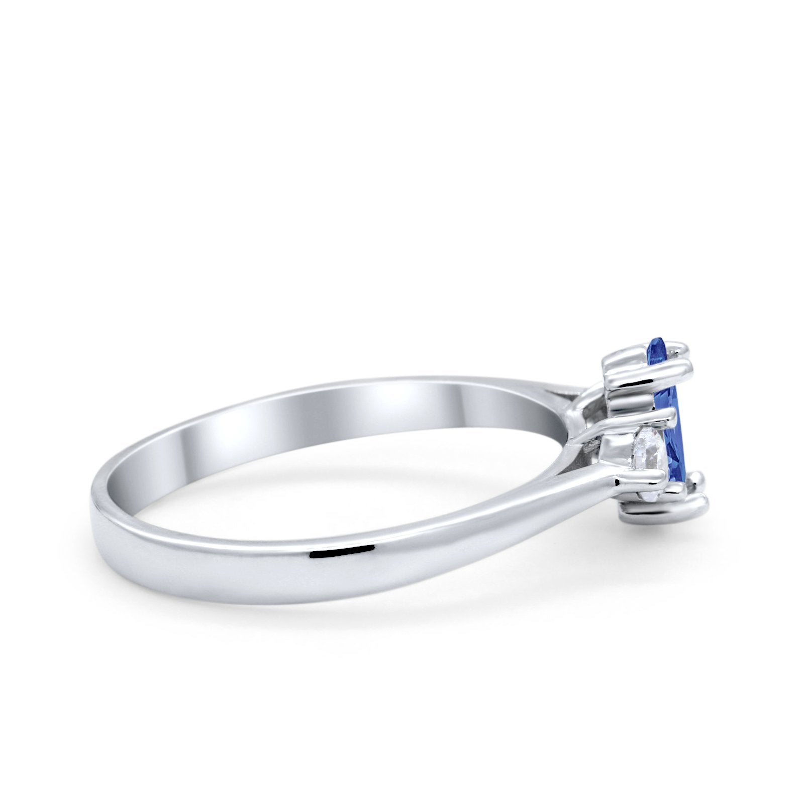 Three Stone Wedding Ring Simulated Cubic Zirconia 925 Sterling Silver