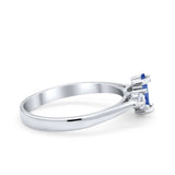 Three Stone Wedding Ring Simulated Cubic Zirconia 925 Sterling Silver