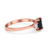 Emerald Cut Wedding Ring Round Simulated Cubic Zirconia 925 Sterling Silver