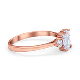 Emerald Cut Wedding Ring Round Simulated Cubic Zirconia 925 Sterling Silver