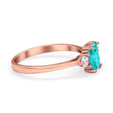 Emerald Cut Wedding Ring Round Simulated Cubic Zirconia 925 Sterling Silver