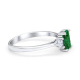 Emerald Cut Wedding Ring Round Simulated Cubic Zirconia 925 Sterling Silver