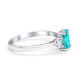 Emerald Cut Wedding Ring Round Simulated Cubic Zirconia 925 Sterling Silver