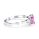 Emerald Cut Wedding Ring Round Simulated Cubic Zirconia 925 Sterling Silver