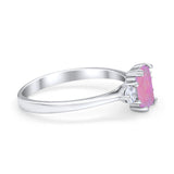 Emerald Cut Wedding Ring Round Simulated Cubic Zirconia 925 Sterling Silver