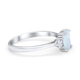 Emerald Cut Wedding Ring Round Simulated Cubic Zirconia 925 Sterling Silver