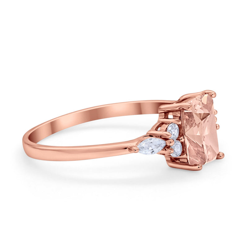 Art Deco Wedding Ring Marquise Simulated Cubic Zirconia 925 Sterling Silver