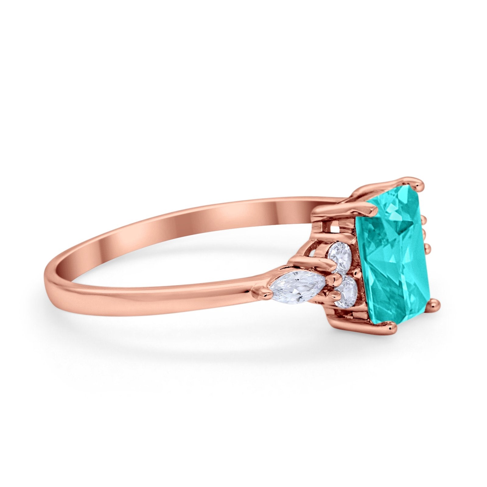 Art Deco Wedding Ring Marquise Simulated Cubic Zirconia 925 Sterling Silver